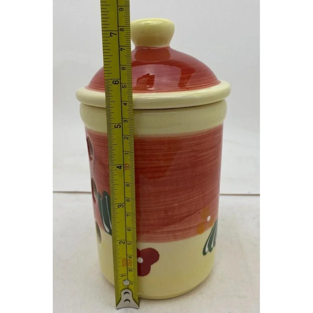 French Garlic Jar Keeper Collectible USA‎ Edition Floral Hand Crafted NEW